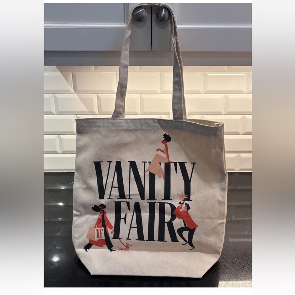 Vanity Fair Canvas Tote Bag Book Beige Glam Women Dog Walker Retro